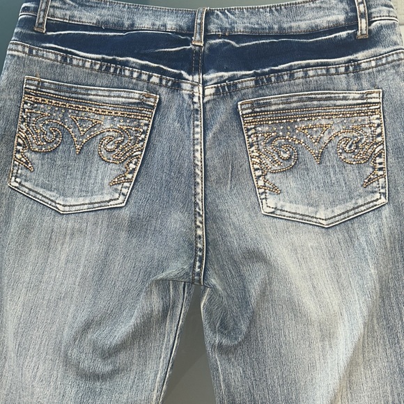 AZI Nordstrom Jeans Embellished Sparkle Bling Western Country Wide Leg sz 30 EUC - Picture 12 of 17